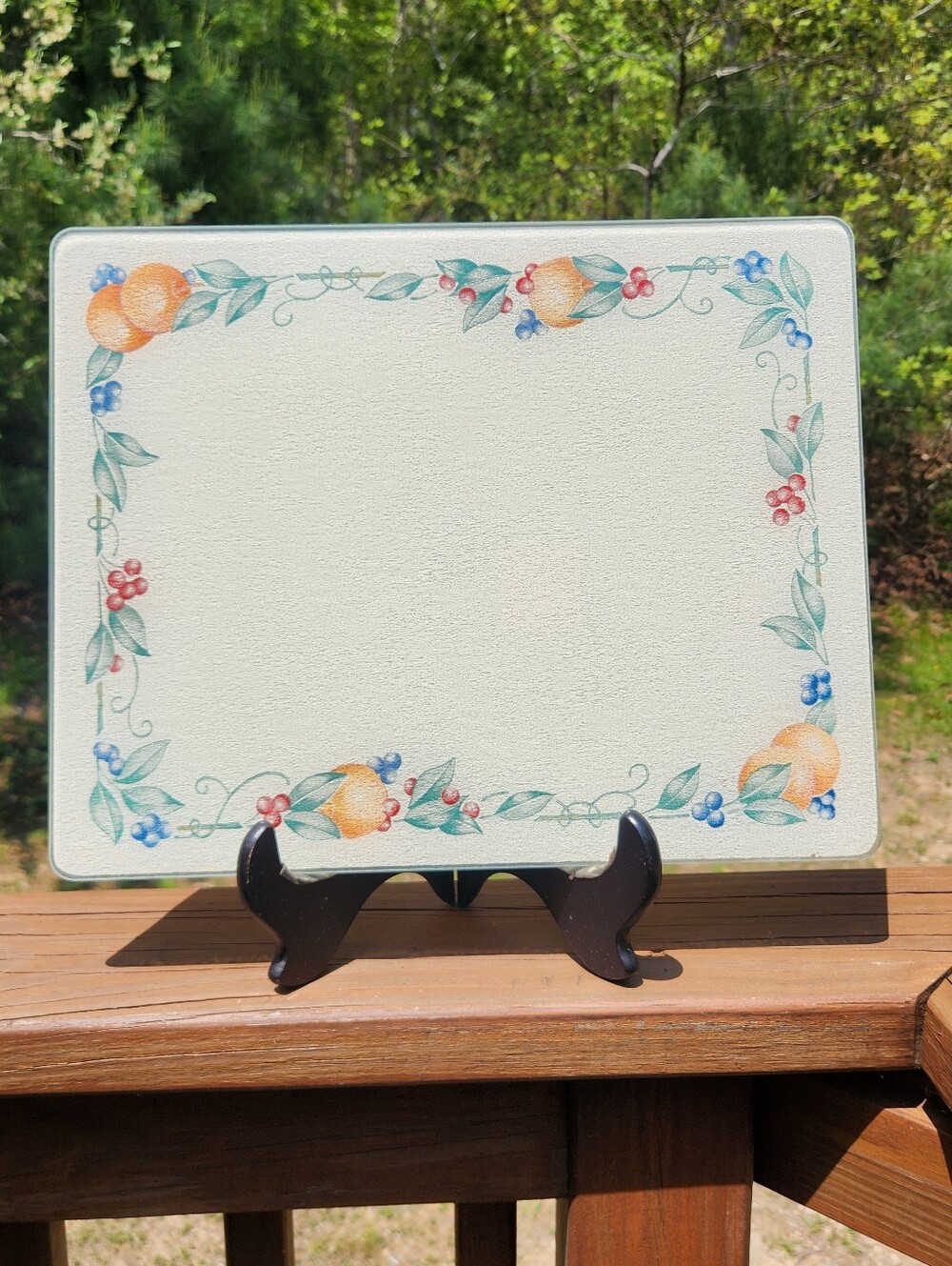 Corelle Abundance 15" x 12" Glass Counter Saver Cutting Board W/ 4 New "Feet"